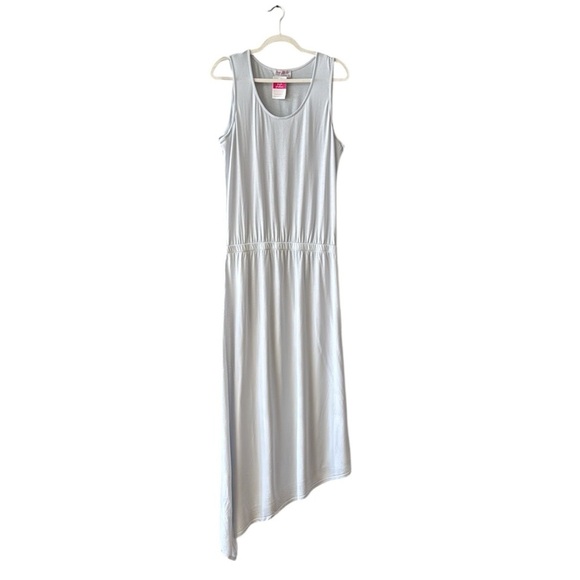 NEW Fresh Produce Aria Maxi Summer Dress Size Lg Gray Asymmetric Hem Stretch - Picture 9 of 9